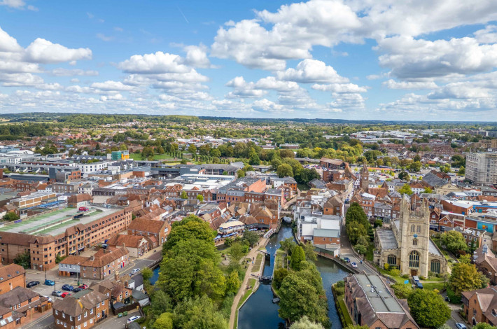 Why retire in Berkshire   Newbury aerial view