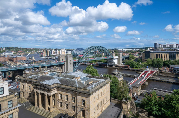 Why retire in the North  Tyne Bridge with Traditional Architecture, City of Newcastle upon Tyne, UK