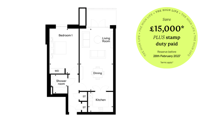 Poole Apt 16 FP   The High Life   One Bed