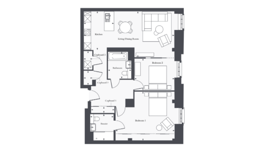 Apt 16 OBR floor plan