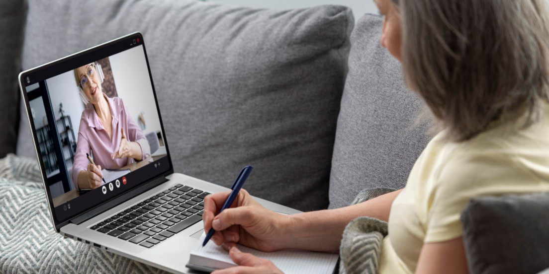 elderly people making video call